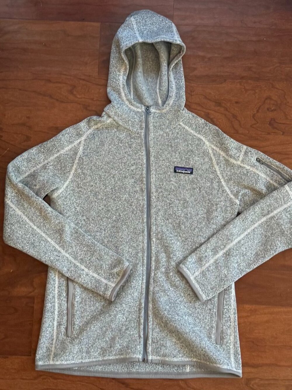 Patagonia Women's Heather Gray Hooded Full-Zip Fleece Jacket, Size L